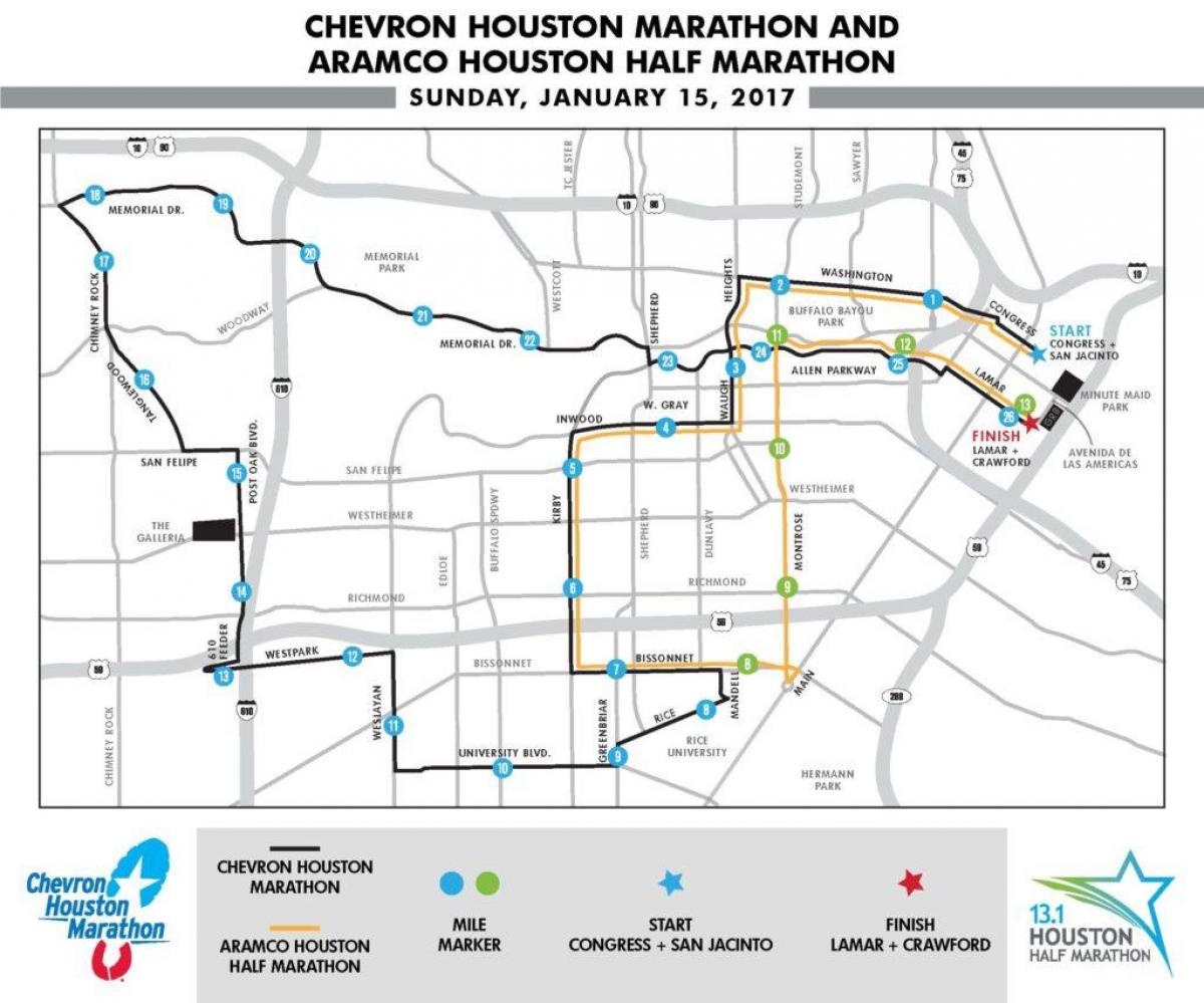 карта Хьюстон марафон