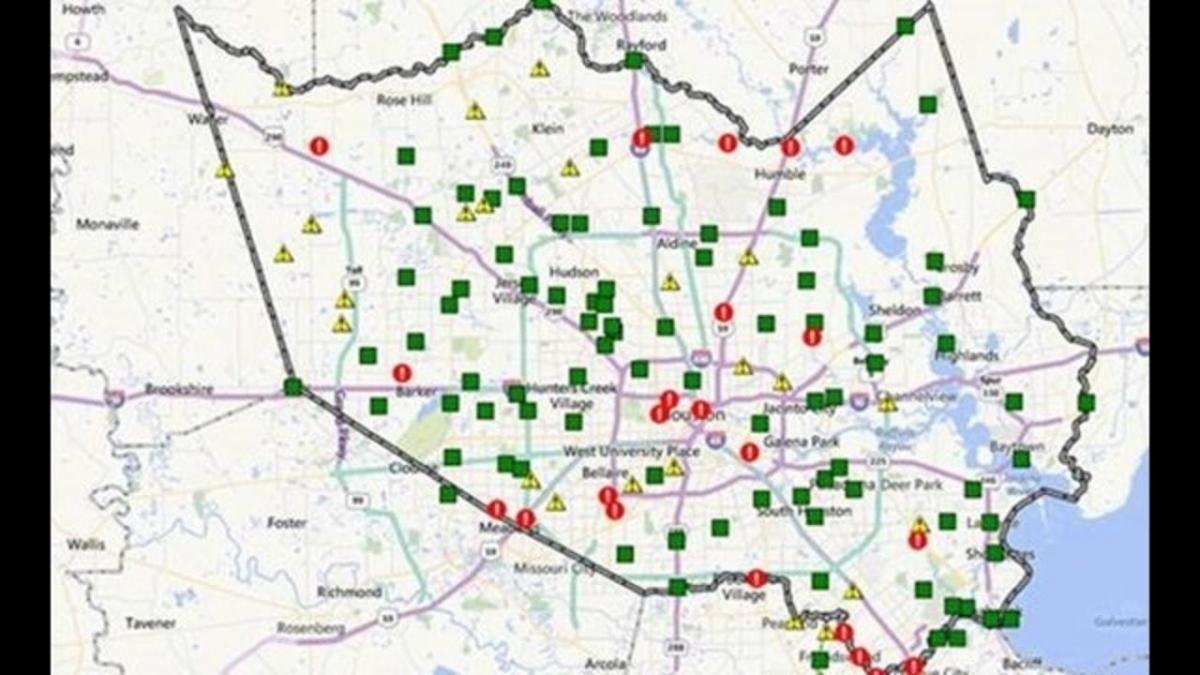 карта зон затопления в Хьюстоне