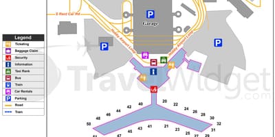 Хьюстон аэропорт, терминал карта